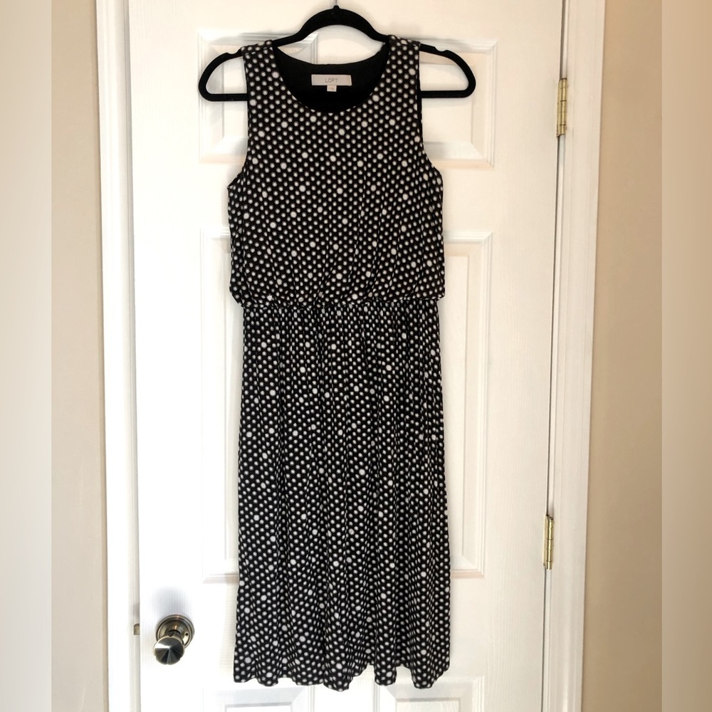 Loft black and white patterned dress size s